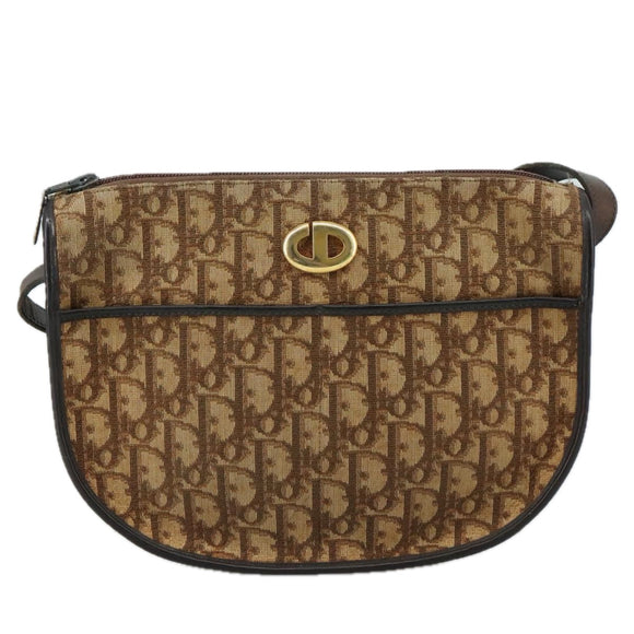 Christian Dior Trotter Canvas Shoulder Bag Brown Auth 105487