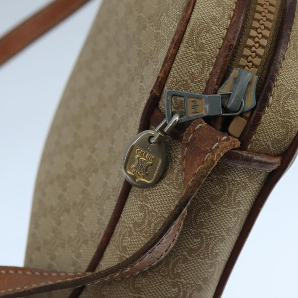 CELINE Macadam Canvas Shoulder Bag Beige Auth 105489