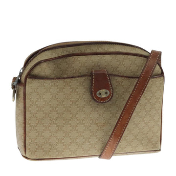 CELINE Macadam Canvas Shoulder Bag Beige Auth 105489