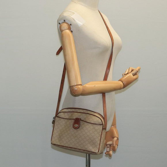 CELINE Macadam Canvas Shoulder Bag Beige Auth 105489