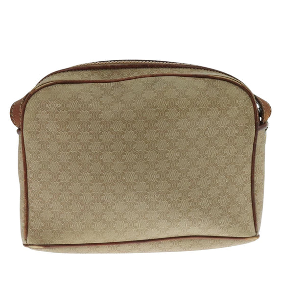 CELINE Macadam Canvas Shoulder Bag Beige Auth 105489