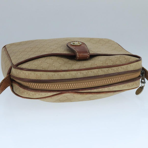 CELINE Macadam Canvas Shoulder Bag Beige Auth 105489