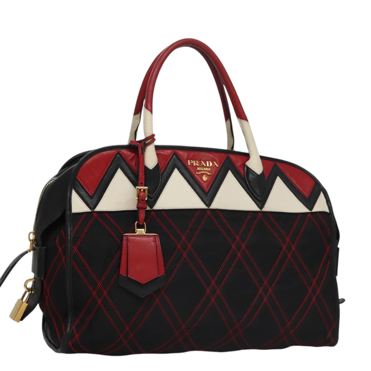 PRADA Hand Bag Nylon Black Red white Auth 105507V | Brand Street Tokyo