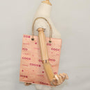 CHANEL Chain COCO Tote Bag Canvas Pink Gold CC Auth 105536-19