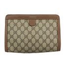 GUCCI GG Supreme Web Sherry Line Clutch Bag PVC Beige Red 89 01 032 Auth 105574-3