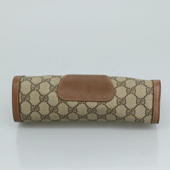 GUCCI GG Supreme Web Sherry Line Clutch Bag PVC Beige Red 89 01 032 Auth 105574