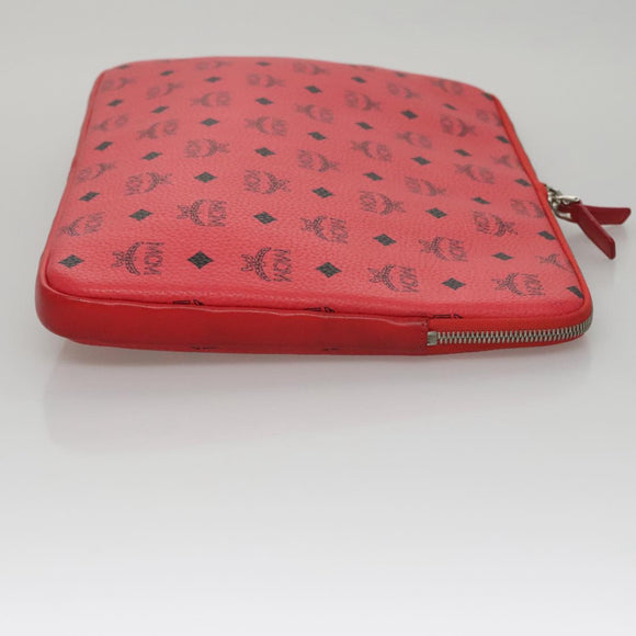 MCM Vicetos Logogram Clutch Bag PVC Red Auth 105618