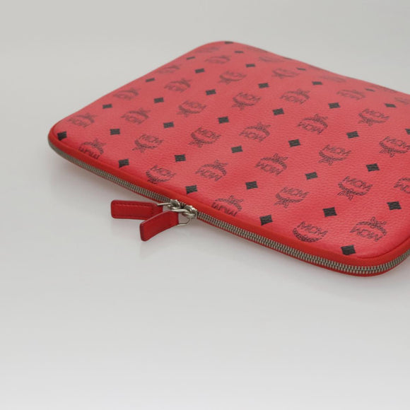 MCM Vicetos Logogram Clutch Bag PVC Red Auth 105618