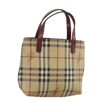 BURBERRY Nova Check Hand Bag PVC Leather Beige Auth 105625