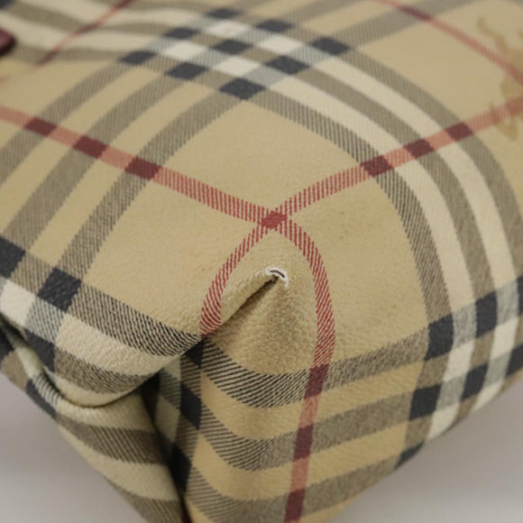 BURBERRY Nova Check Hand Bag PVC Leather Beige Auth 105625