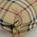 BURBERRY Nova Check Hand Bag PVC Leather Beige Auth 105625-15