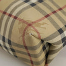 BURBERRY Nova Check Hand Bag PVC Leather Beige Auth 105625-16