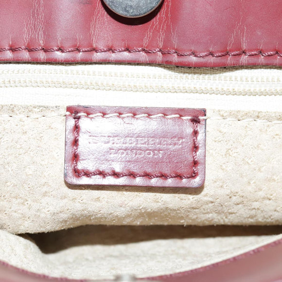 BURBERRY Nova Check Hand Bag PVC Leather Beige Auth 105625