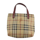 BURBERRY Nova Check Hand Bag PVC Leather Beige Auth 105625-2