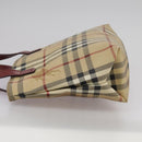 BURBERRY Nova Check Hand Bag PVC Leather Beige Auth 105625-3