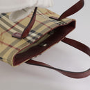 BURBERRY Nova Check Hand Bag PVC Leather Beige Auth 105625-6