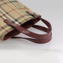 BURBERRY Nova Check Hand Bag PVC Leather Beige Auth 105625-7