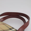 BURBERRY Nova Check Hand Bag PVC Leather Beige Auth 105625-8