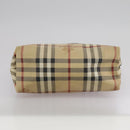 BURBERRY Nova Check Hand Bag PVC Leather Beige Auth 105625-5