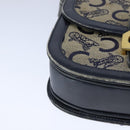 CELINE C Sulky Shoulder Bag Canvas Leather Navy Auth 105626-9