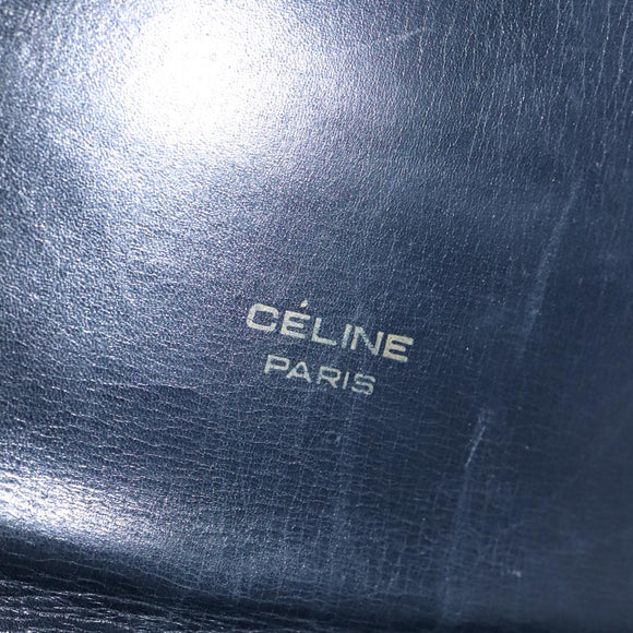 CELINE C Sulky Shoulder Bag Canvas Leather Navy Auth 105626