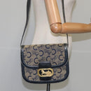 CELINE C Sulky Shoulder Bag Canvas Leather Navy Auth 105626-22