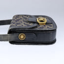 CELINE C Sulky Shoulder Bag Canvas Leather Navy Auth 105626-3