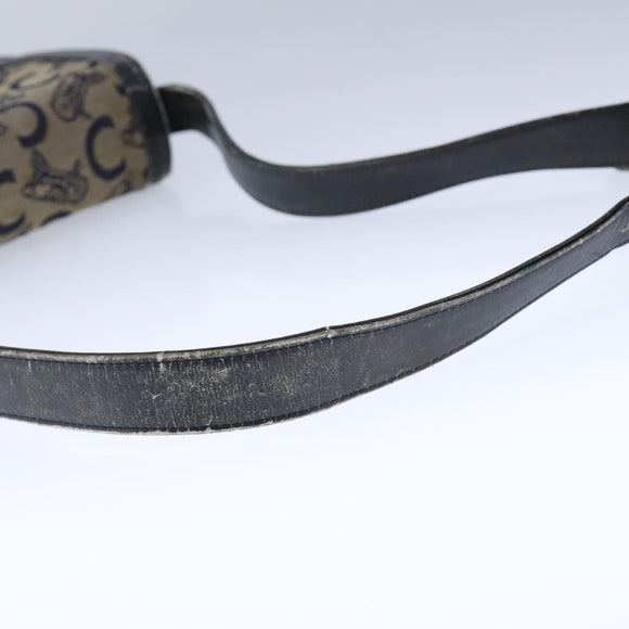 CELINE C Sulky Shoulder Bag Canvas Leather Navy Auth 105626