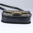 CELINE C Sulky Shoulder Bag Canvas Leather Navy Auth 105626-5