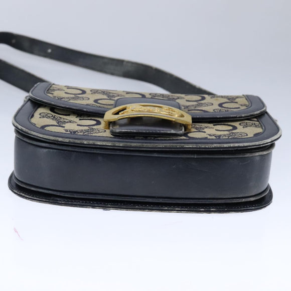 CELINE C Sulky Shoulder Bag Canvas Leather Navy Auth 105626