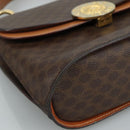 CELINE Macadam Canvas Hand Bag PVC Leather Brown Gold Auth 105628V-15