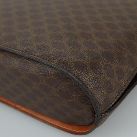 CELINE Macadam Canvas Hand Bag PVC Leather Brown Gold Auth 105628V