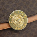 CELINE Macadam Canvas Hand Bag PVC Leather Brown Gold Auth 105628V-18
