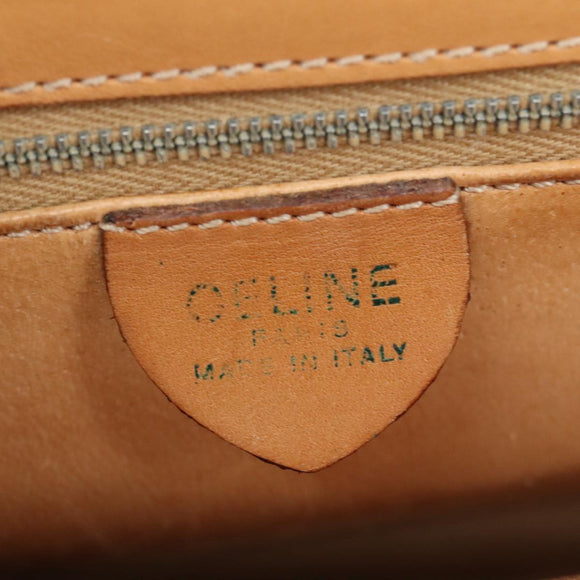 CELINE Macadam Canvas Hand Bag PVC Leather Brown Gold Auth 105628V