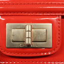 CHANEL Chain Second Bag Patent Leather Red Silver CC Auth 105697-19
