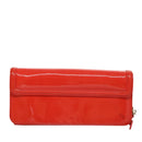 CHANEL Chain Second Bag Patent Leather Red Silver CC Auth 105697-2