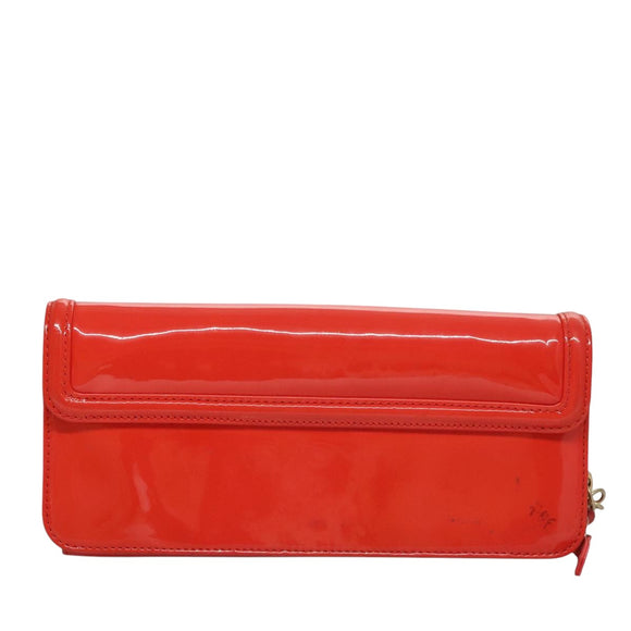 CHANEL Chain Second Bag Patent Leather Red Silver CC Auth 105697