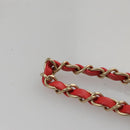 CHANEL Chain Second Bag Patent Leather Red Silver CC Auth 105697-14