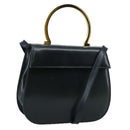Salvatore Ferragamo Hand Bag Leather 2way Black Gold Auth 105702-1
