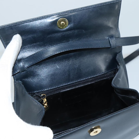 Salvatore Ferragamo Hand Bag Leather 2way Black Gold Auth 105702