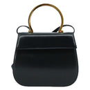 Salvatore Ferragamo Hand Bag Leather 2way Black Gold Auth 105702-13