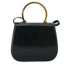 Salvatore Ferragamo Hand Bag Leather 2way Black Gold Auth 105702-2