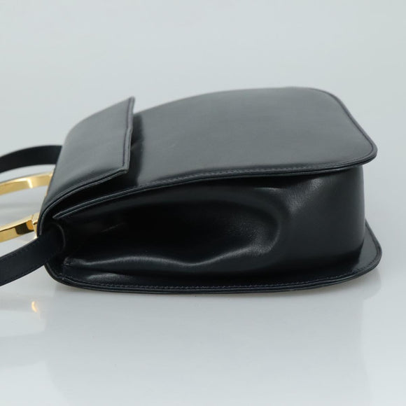 Salvatore Ferragamo Hand Bag Leather 2way Black Gold Auth 105702