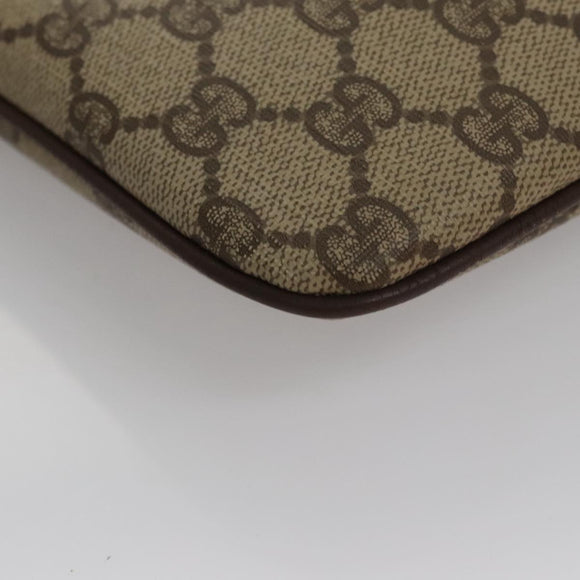 GUCCI Web Sherry Line GG Supreme Shoulder Bag PVC Beige Gold Auth 105717