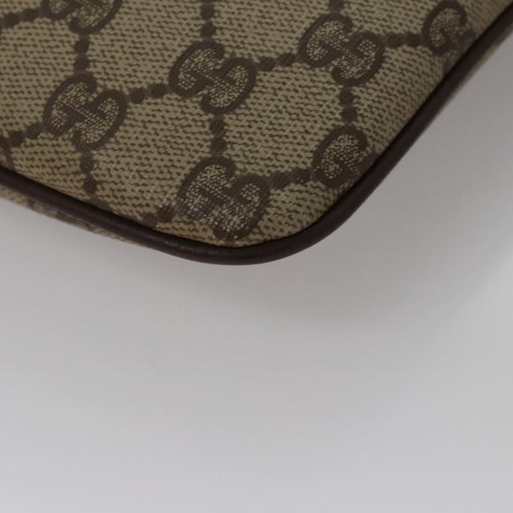 GUCCI Web Sherry Line GG Supreme Shoulder Bag PVC Beige Gold Auth 105717