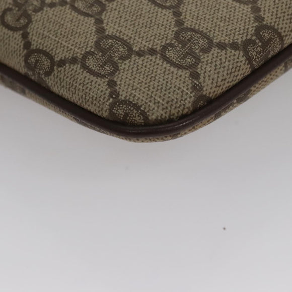 GUCCI Web Sherry Line GG Supreme Shoulder Bag PVC Beige Gold Auth 105717