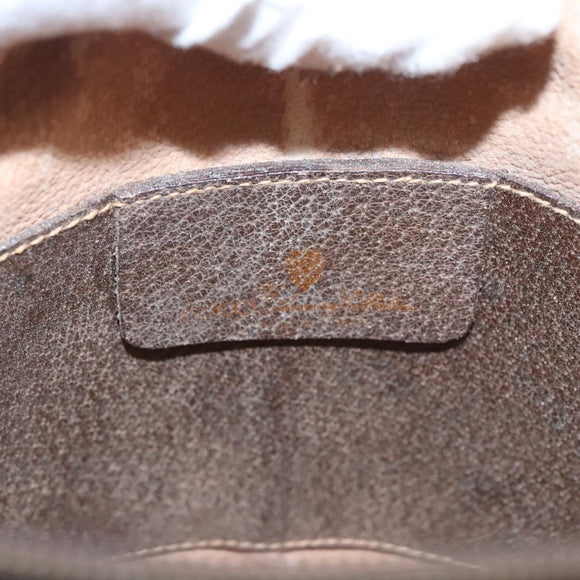 GUCCI Web Sherry Line GG Supreme Shoulder Bag PVC Beige Gold Auth 105717