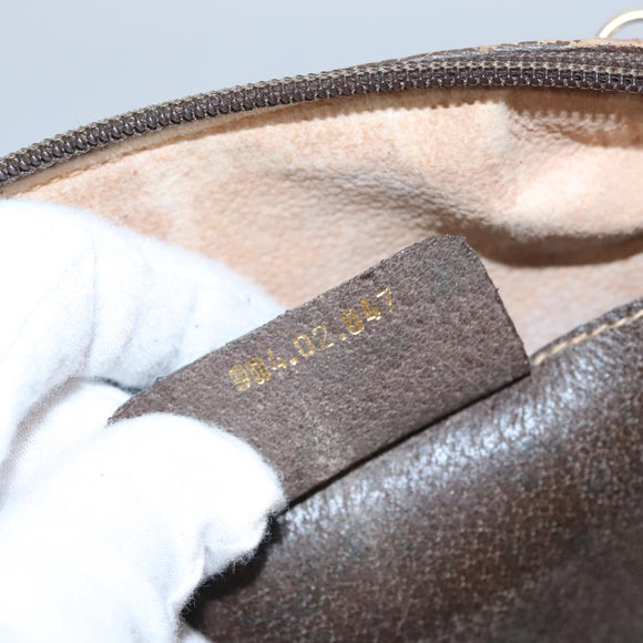 GUCCI Web Sherry Line GG Supreme Shoulder Bag PVC Beige Gold Auth 105717