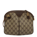 GUCCI Web Sherry Line GG Supreme Shoulder Bag PVC Beige Gold Auth 105717-2