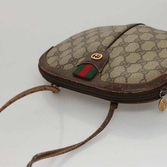 GUCCI Web Sherry Line GG Supreme Shoulder Bag PVC Beige Gold Auth 105717